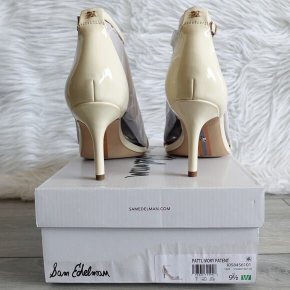Sam Edelman Patti Ankle Strap Sandal Cream Patent New size 9.5W Wide - Picture 5 of 16